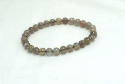 BRACELET PIERRE DE LUNE BEIGE NOIRE 6MM