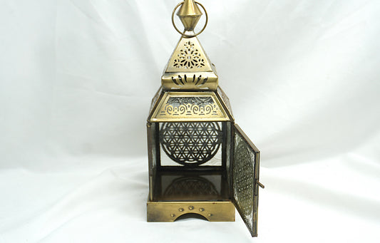LANTERNE ORIENTALE DOREE FLEUR DE VIE