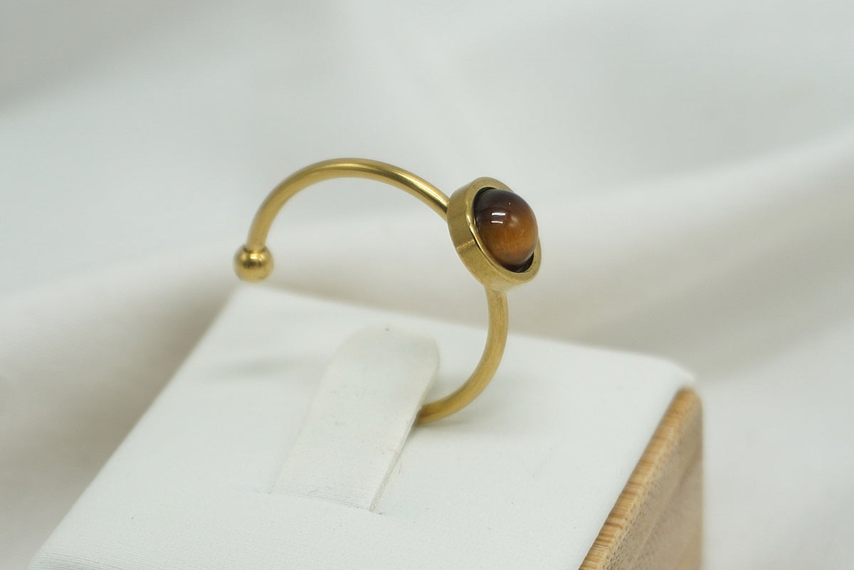 BAGUE ISEL OEIL DE TIGRE DORE