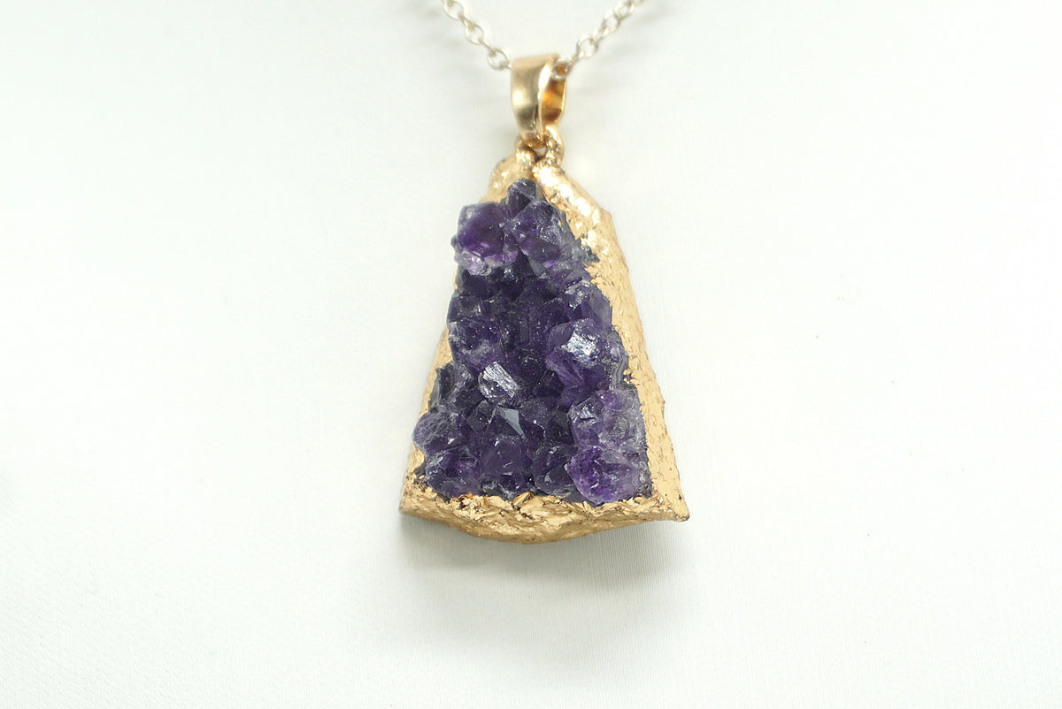 PENDENTIF AMETHYSTE BRUT DORE (ref 1)