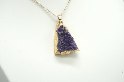 PENDENTIF AMETHYSTE BRUT DORE (ref 1)