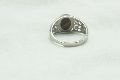 BAGUE ARGENT OEIL DE TIGRE REGLABLE