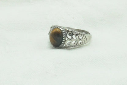 BAGUE ARGENT OEIL DE TIGRE REGLABLE