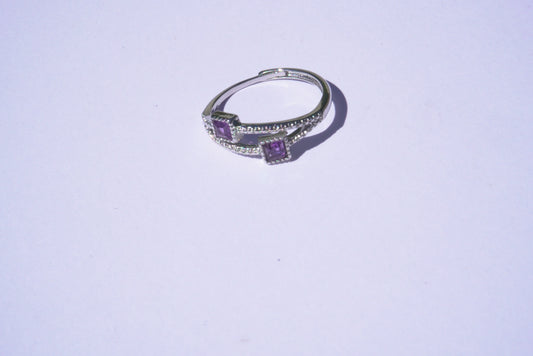 BAGUE AMETHYSTE AJUSTABLE CARREE FACETTEE