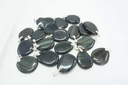 PENDENTIF PIERRE PLATE OEIL DE FAUCON