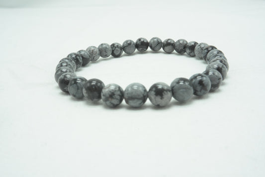 BRACELET OBSIDIENNE NEIGE 6MM