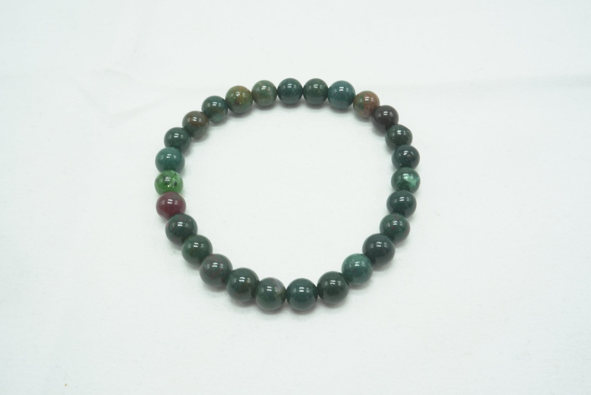 BRACELET JASPE HELIOTROPE (Jaspe Sanguin) 6MM