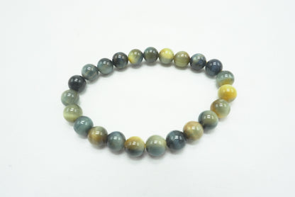 BRACELET OEIL DE TIGRE DORE 8MM
