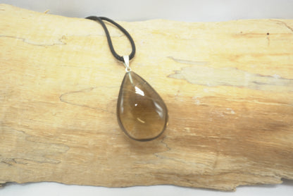 PENDENTIF GOUTTE QUARTZ FUME
