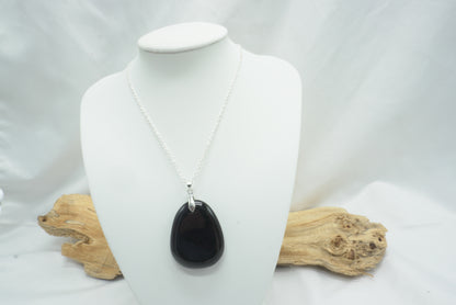 PENDENTIF PIERRE PLATE OBSIDIENNE ARC EN CIEL