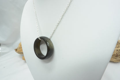 PENDENTIF OBSIDIENNE DOREE ANNEAU