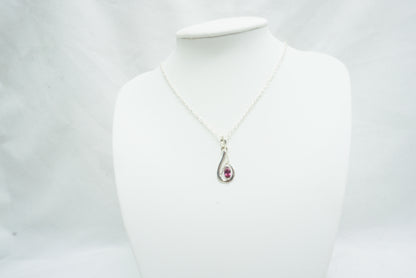 PENDENTIF GOUTTE GRENAT ARGENT