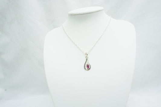 PENDENTIF GOUTTE GRENAT ARGENT