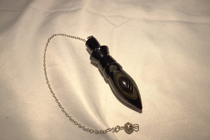 PENDULE THOT OBSIDIENNE OEIL CELESTE