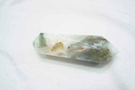 POINTE BI-TERMINEE AGATE MOUSSE ET QUARTZ (100 grammes)