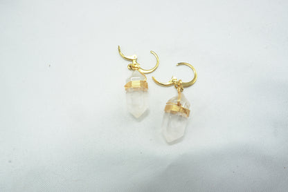 BOUCLES D'OREILLES CRISTAL DE ROCHE POINTE