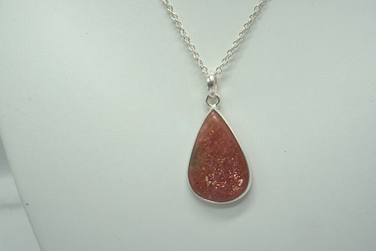 PENDENTIF PIERRE DE SOLEIL NATURELLE SERTI ARGENT (ref 1)