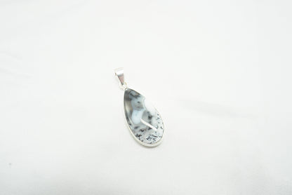 PENDENTIF AGATE DENDRITIQUE SERTI ARGENT(Ref 2)