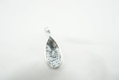 PENDENTIF AGATE DENDRITIQUE SERTI ARGENT(Ref 2)
