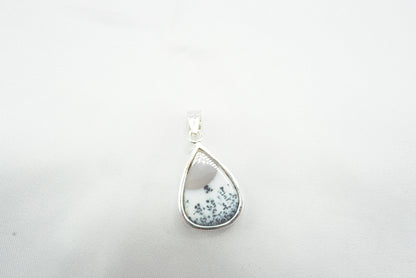 PENDENTIF AGATE DENDRITIQUE SERTI ARGENT(Ref 3)