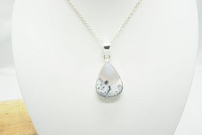 PENDENTIF AGATE DENDRITIQUE SERTI ARGENT(Ref 3)