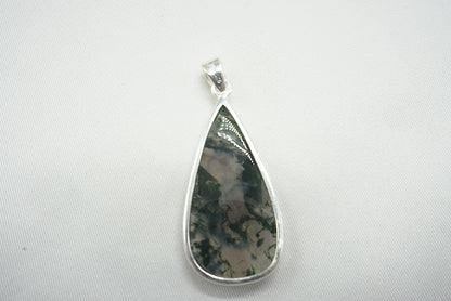 PENDENTIF AGATE MOUSSE SERTI ARGENT (ref 2)