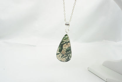 PENDENTIF AGATE MOUSSE SERTI ARGENT (ref 2)
