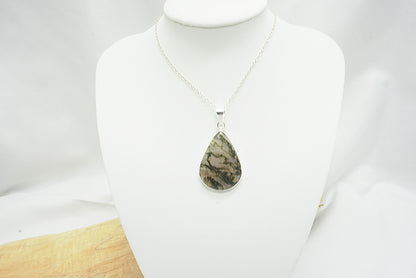 PENDENTIF AGATE MOUSSE SERTI ARGENT (ref 3)