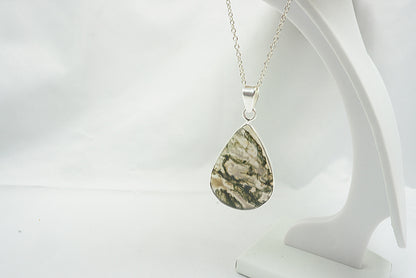 PENDENTIF AGATE MOUSSE SERTI ARGENT (ref 3)
