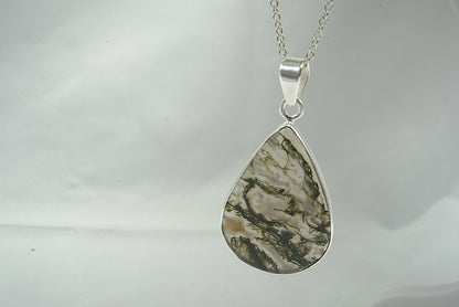 PENDENTIF AGATE MOUSSE SERTI ARGENT (ref 3)