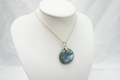 PENDENTIF LABRADORITE ROND (ref 6)