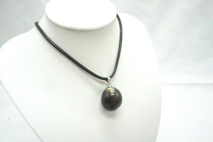 PENDENTIF PIERRE ROULEE OBSIDIENNE DOREE