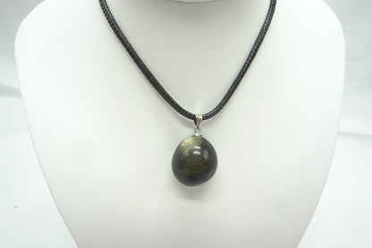 PENDENTIF PIERRE ROULEE OBSIDIENNE DOREE