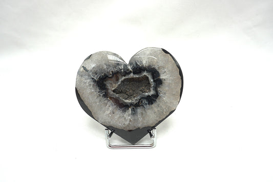 COEUR AGATE NOIRE CRISTALLISEE