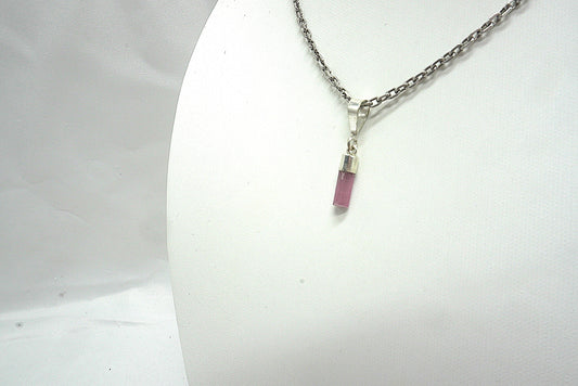 PENDENTIF TOURMALINE ROSE BELIERE ARGENT (ref 1)