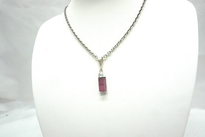 PENDENTIF TOURMALINE ROSE BELIERE ARGENT (ref 2)