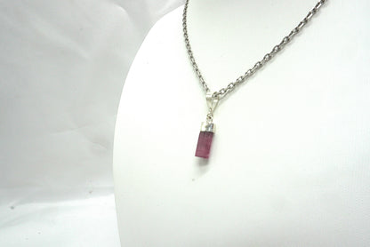 PENDENTIF TOURMALINE ROSE BELIERE ARGENT (ref 2)