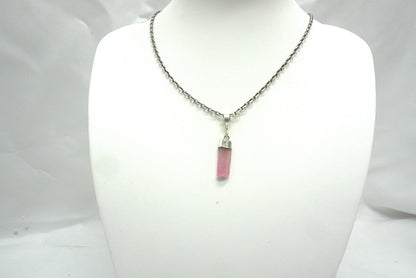 PENDENTIF TOURMALINE ROSE BELIERE ARGENT (ref 3)