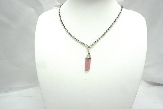 PENDENTIF TOURMALINE ROSE BELIERE ARGENT (ref 3)