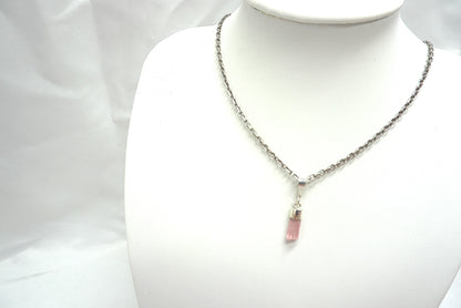 PENDENTIF TOURMALINE ROSE BELIERE ARGENT (ref 4)