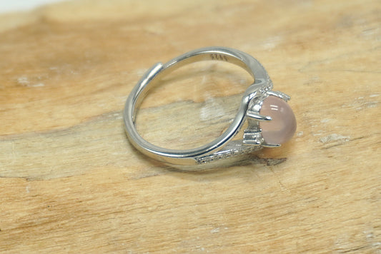 BAGUE AJUSTABLE QUARTZ ROSE ARGENT
