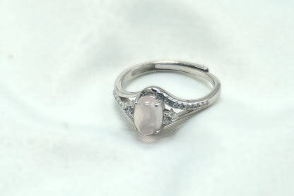 BAGUE AJUSTABLE QUARTZ ROSE ARGENT