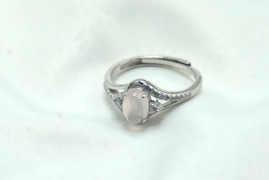 BAGUE AJUSTABLE QUARTZ ROSE ARGENT