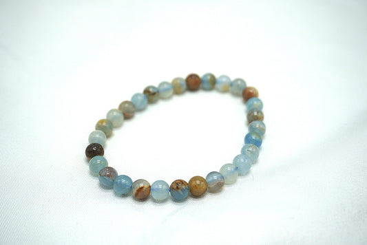 BRACELET CALCITE BLEUE SUR GANGUE 6MM