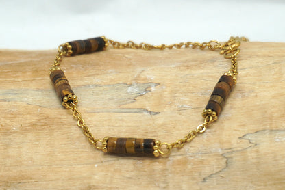 BRACELET OEIL DE TIGRE DORE