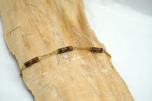BRACELET OEIL DE TIGRE DORE