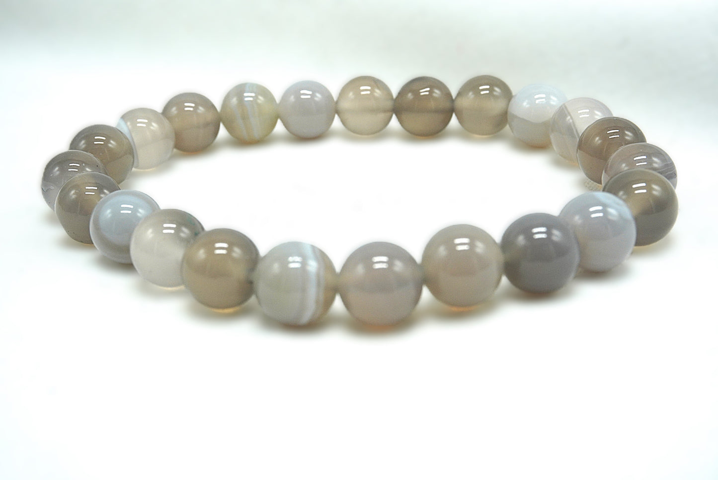 BRACELET AGATE GRISE 8MM