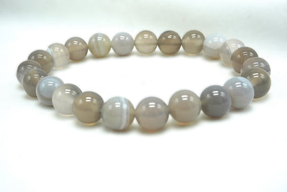 BRACELET AGATE GRISE 8MM