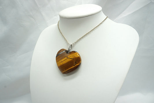 PENDENTIF COEUR OEIL DE TIGRE