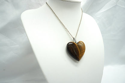 PENDENTIF COEUR OEIL DE TIGRE